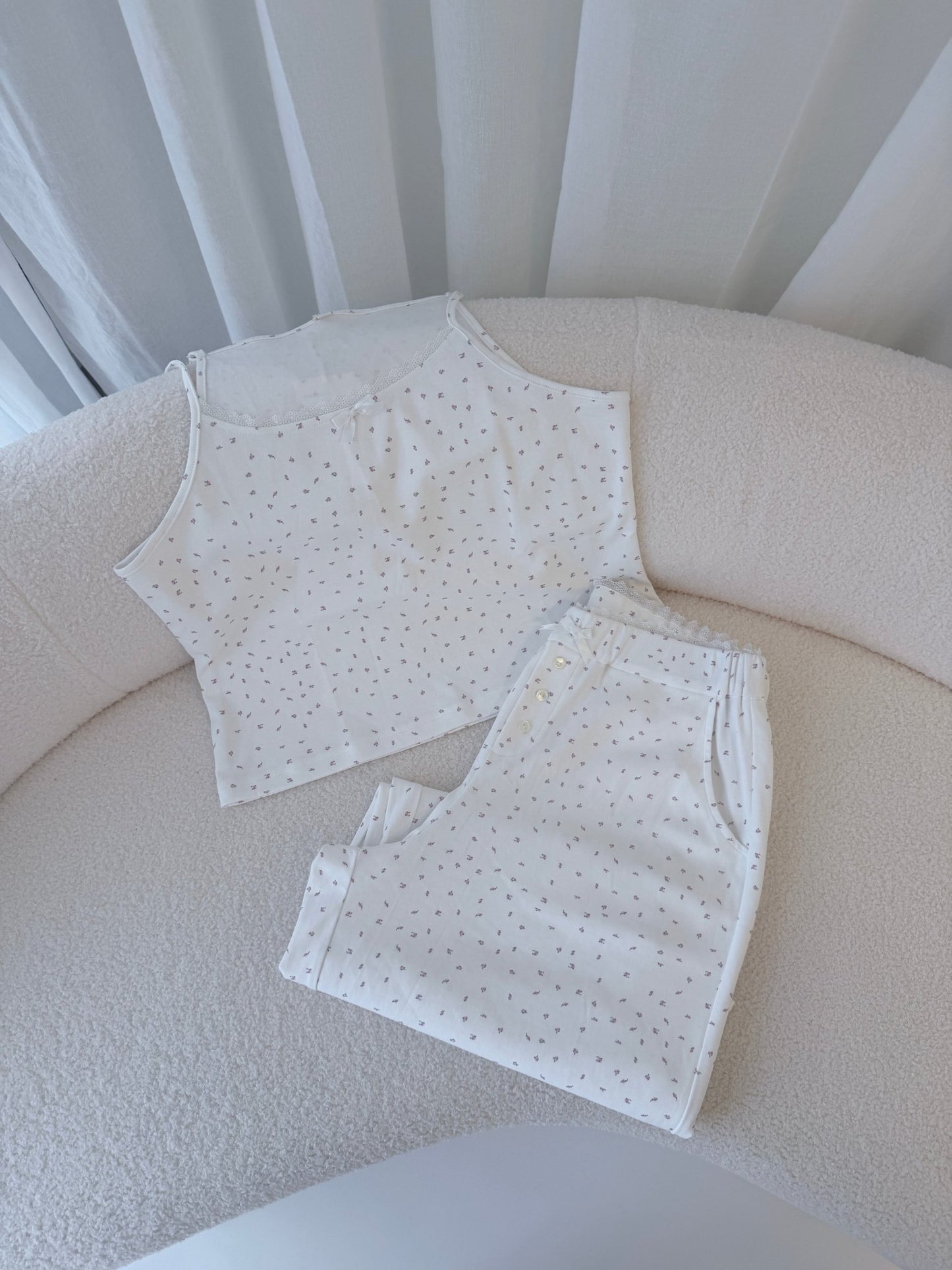 Isla Lune premium cotton pajama set - The Love Letter Pants sleepwear for women