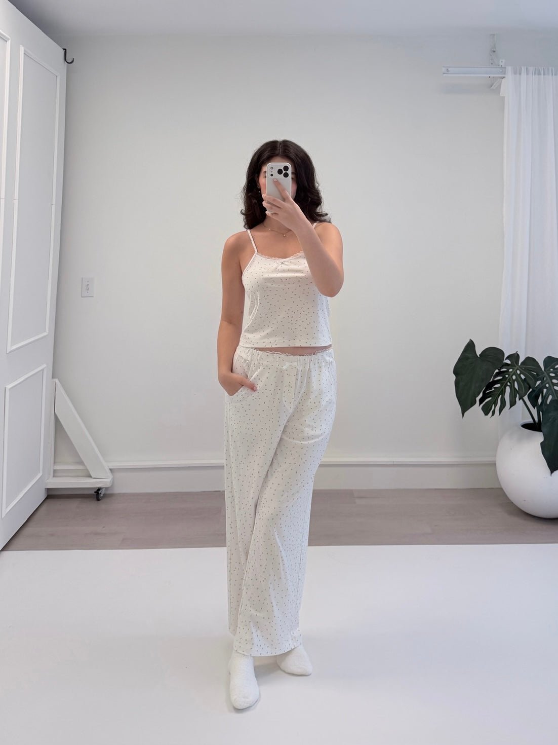 Isla Lune premium women’s cotton pajama set — breathable sleepwear for ritual and nighttime recovery, shown on two women in soft natural light.