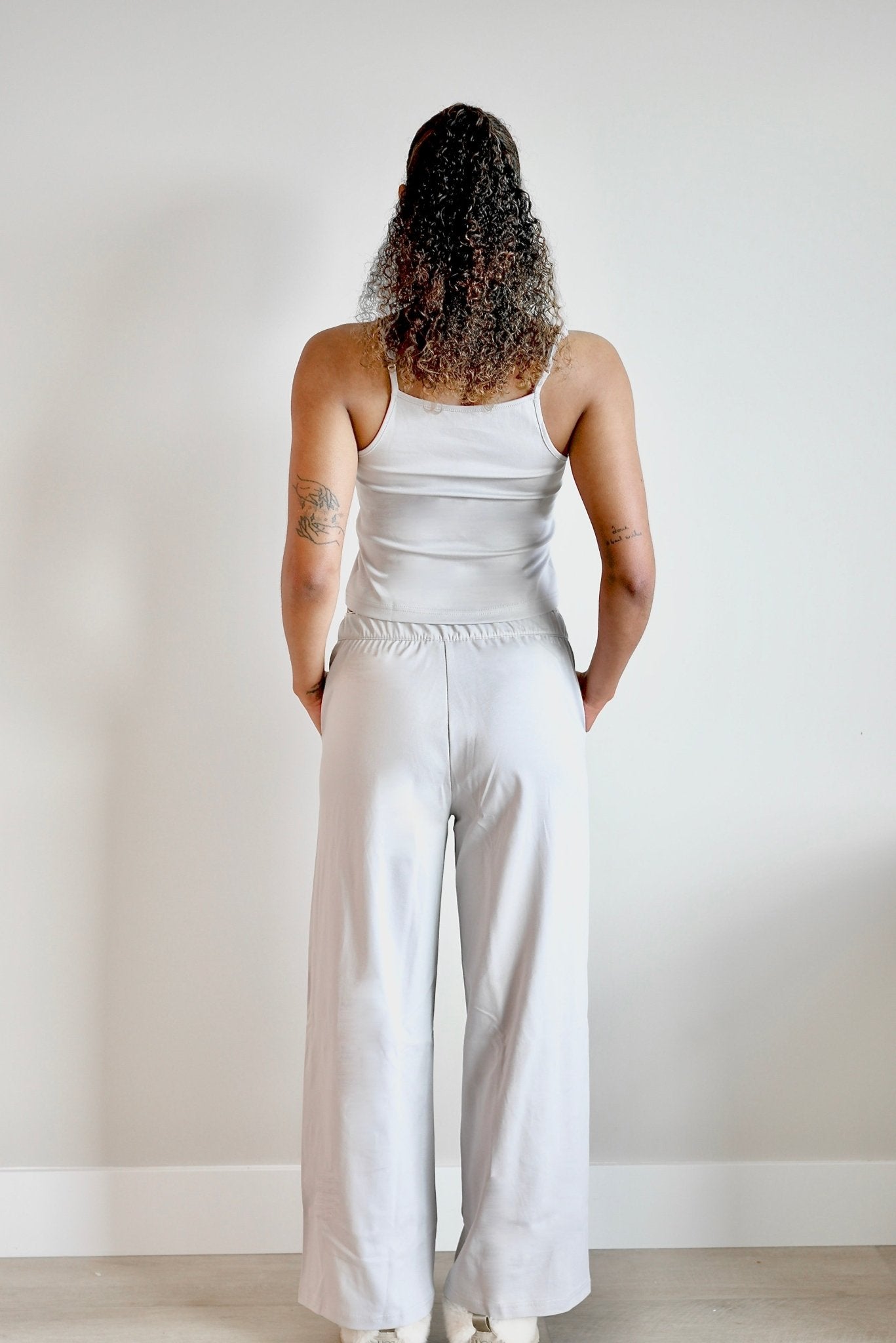 Isla Lune premium cotton pajama set - The Moonmilk Top sleepwear for women, soft comfy loungewear shown from the back